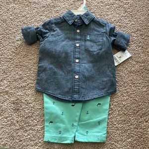 ⭐️5 for $25 -Carters outfit set pants and button down size 6 months